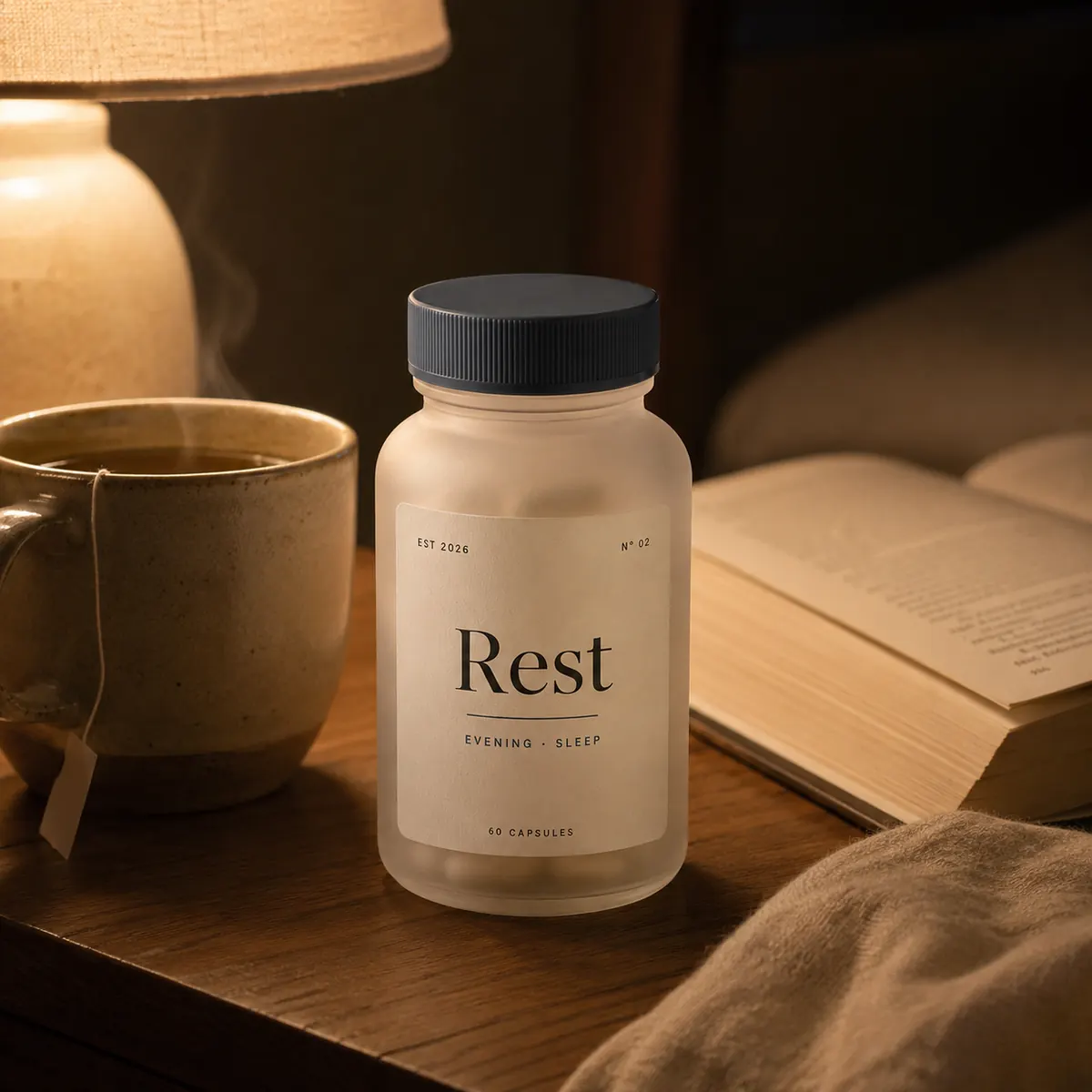 Onir Rest supplement bottle, For the nights you want back.